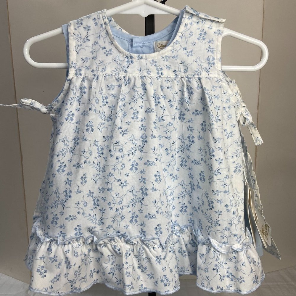 Creme' de la Creme' New Infant blue dress with apron size 3 months - Picture 2 of 8